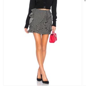 Tularosa Ruffled Houndstooth Mini Skirt